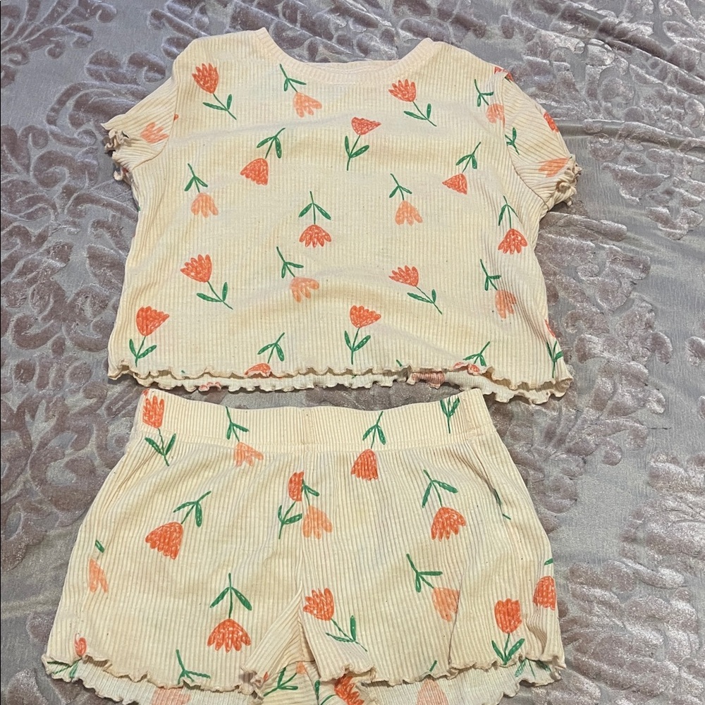 Old Navy Kids Floral Matching Set - Cream and Orange